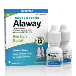 Alaway® Antihistamine Eye Drops, from Bausch   Lomb 0.34 FL OZ, Twin Pack