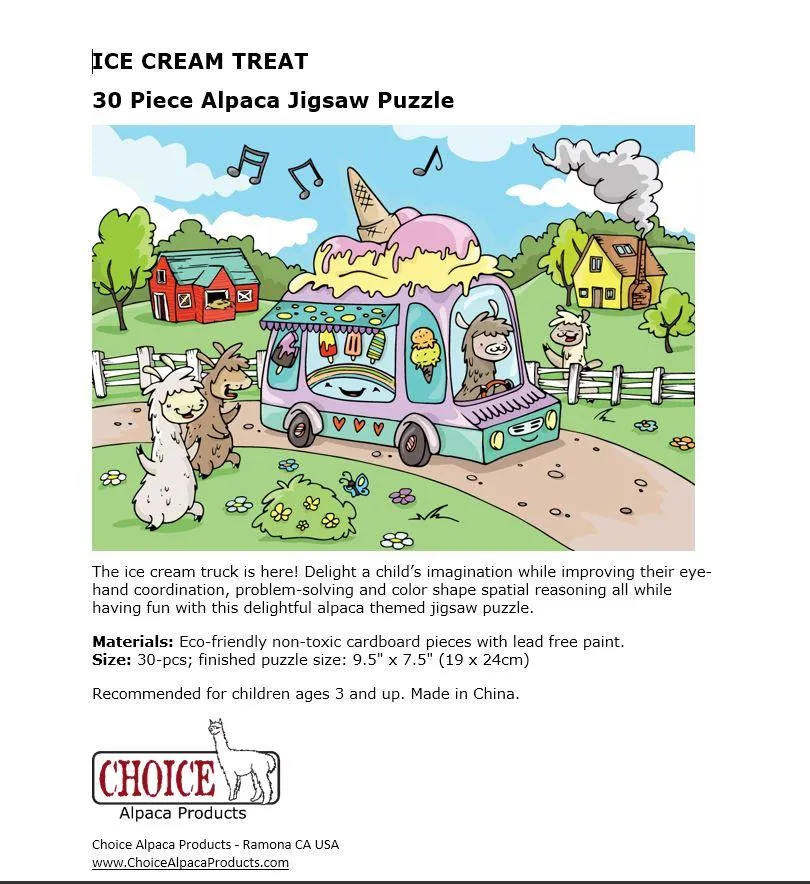 Alpaca Jigsaw Puzzle - Ice Cream Treat