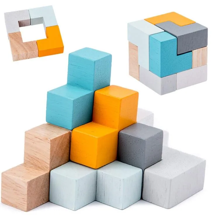 Children Wooden Puzzle Domino Tangram Toys Early Learning Education Intelligence Kids Interactive Game Toys with Retail Box