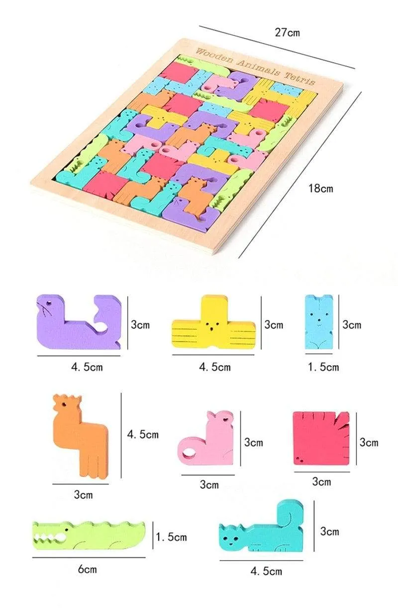 Colorful 3D Puzzle Wooden Toys High Quality Tangram Math Toys Jigsaw Game Children Preschool Imagination Educational Toy