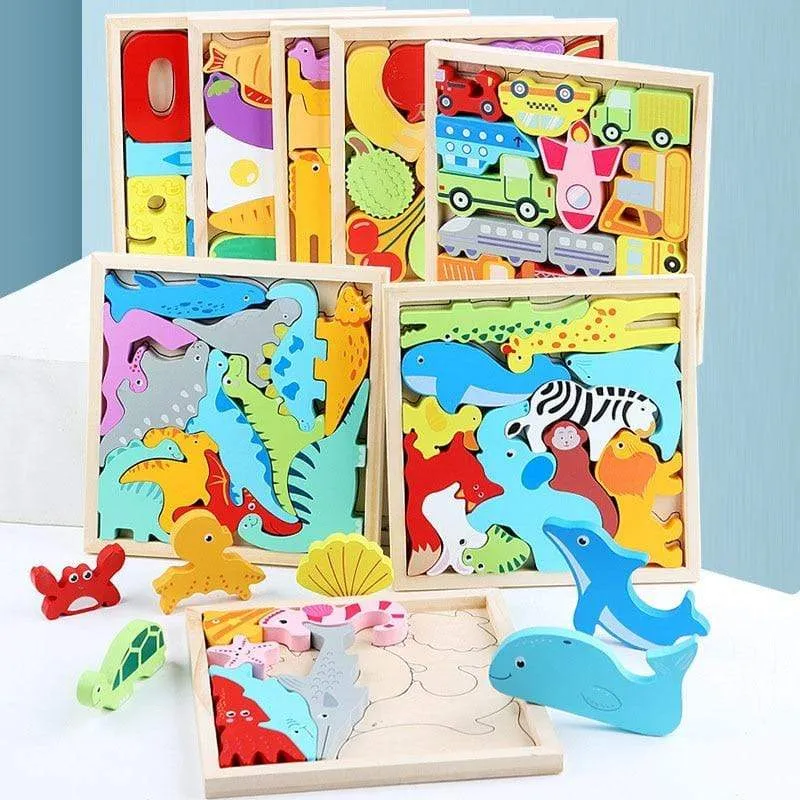 Colorful 3D Puzzle Wooden Toys High Quality Tangram Math Toys Jigsaw Game Children Preschool Imagination Educational Toy