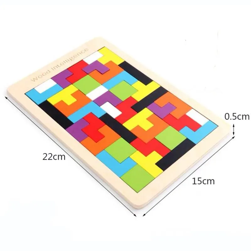 Colorful 3D Puzzle Wooden Toys High Quality Tangram Math Toys Jigsaw Game Children Preschool Imagination Educational Toy