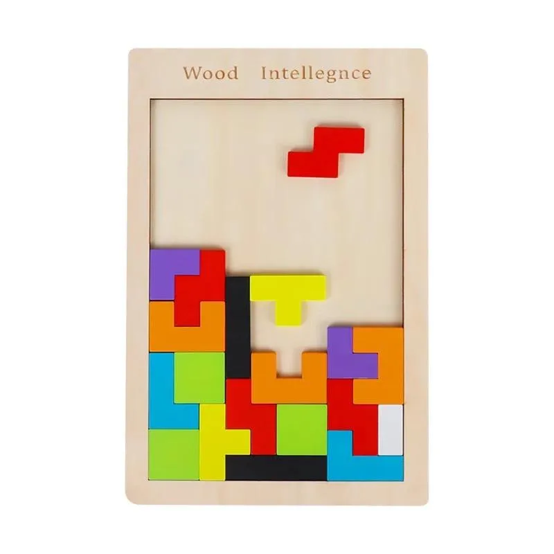 Colorful 3D Puzzle Wooden Toys High Quality Tangram Math Toys Jigsaw Game Children Preschool Imagination Educational Toy