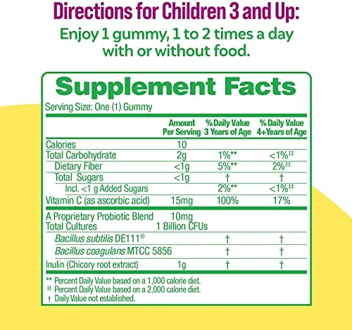 Culturelle Daily Probiotic for Kids   Veggie Fiber Gummies 60 Count