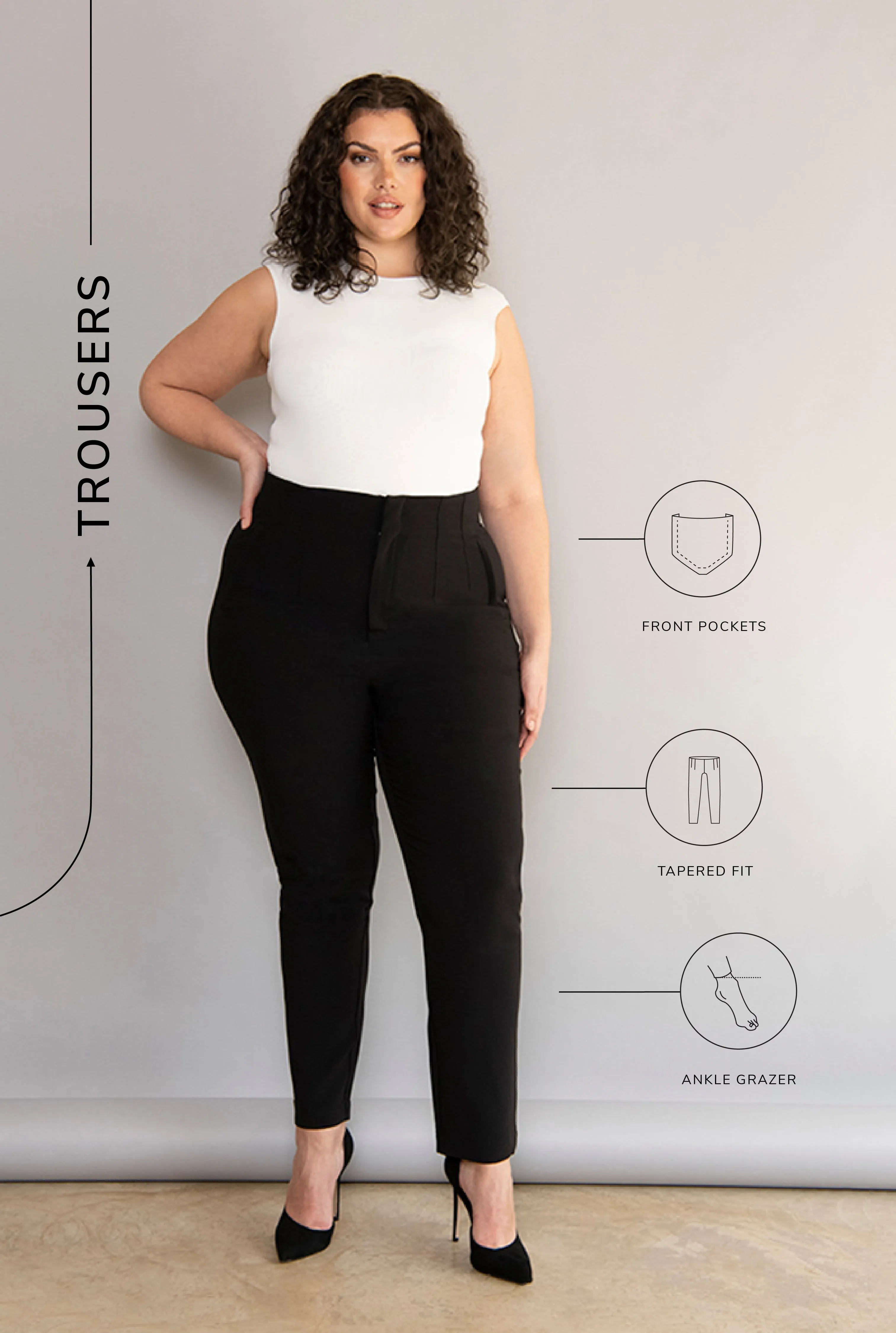 Curve Cigarette Trousers - Black