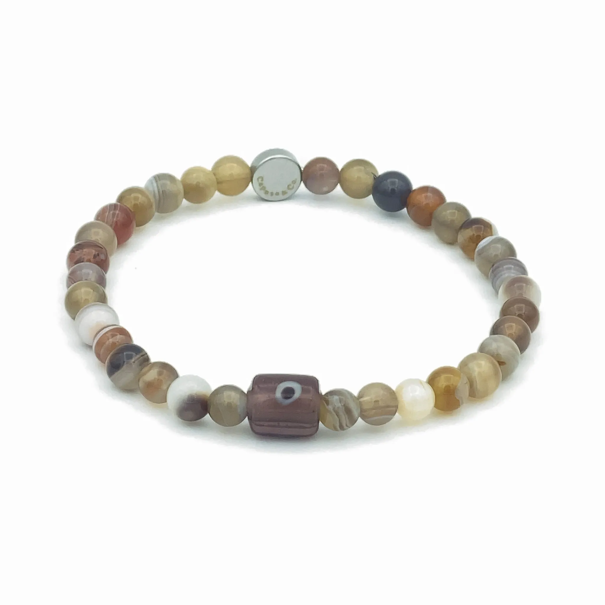 Evil Eye Glass And Gemstone Stretch Bracelet