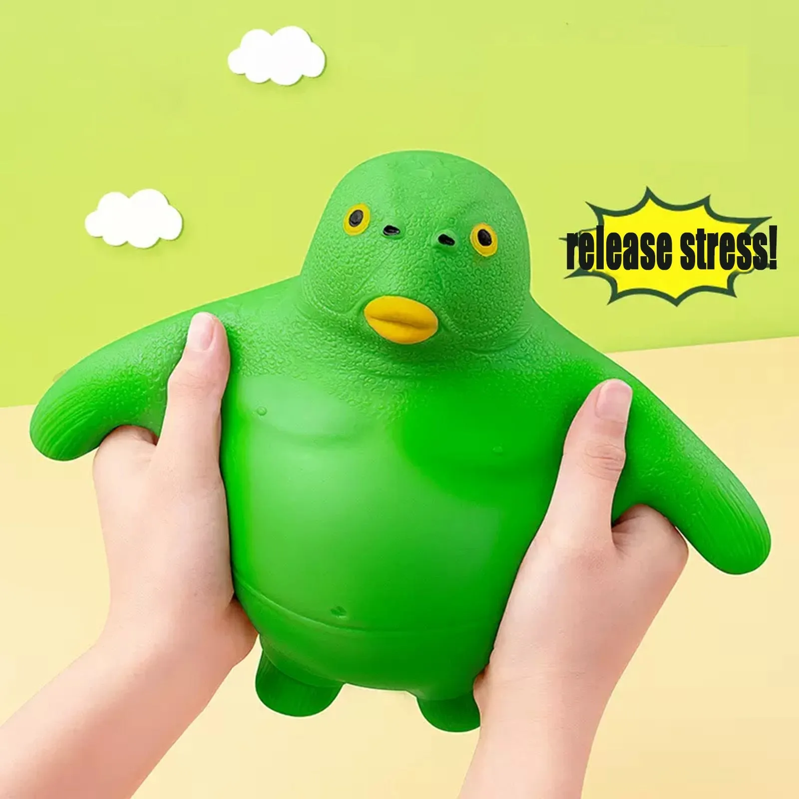 Green Head Fish Silly Fish Decompression Squeeze Toy Slow Rebound Tpr Doll Fidget Stress Relief Toys Kids Interesting Gifts