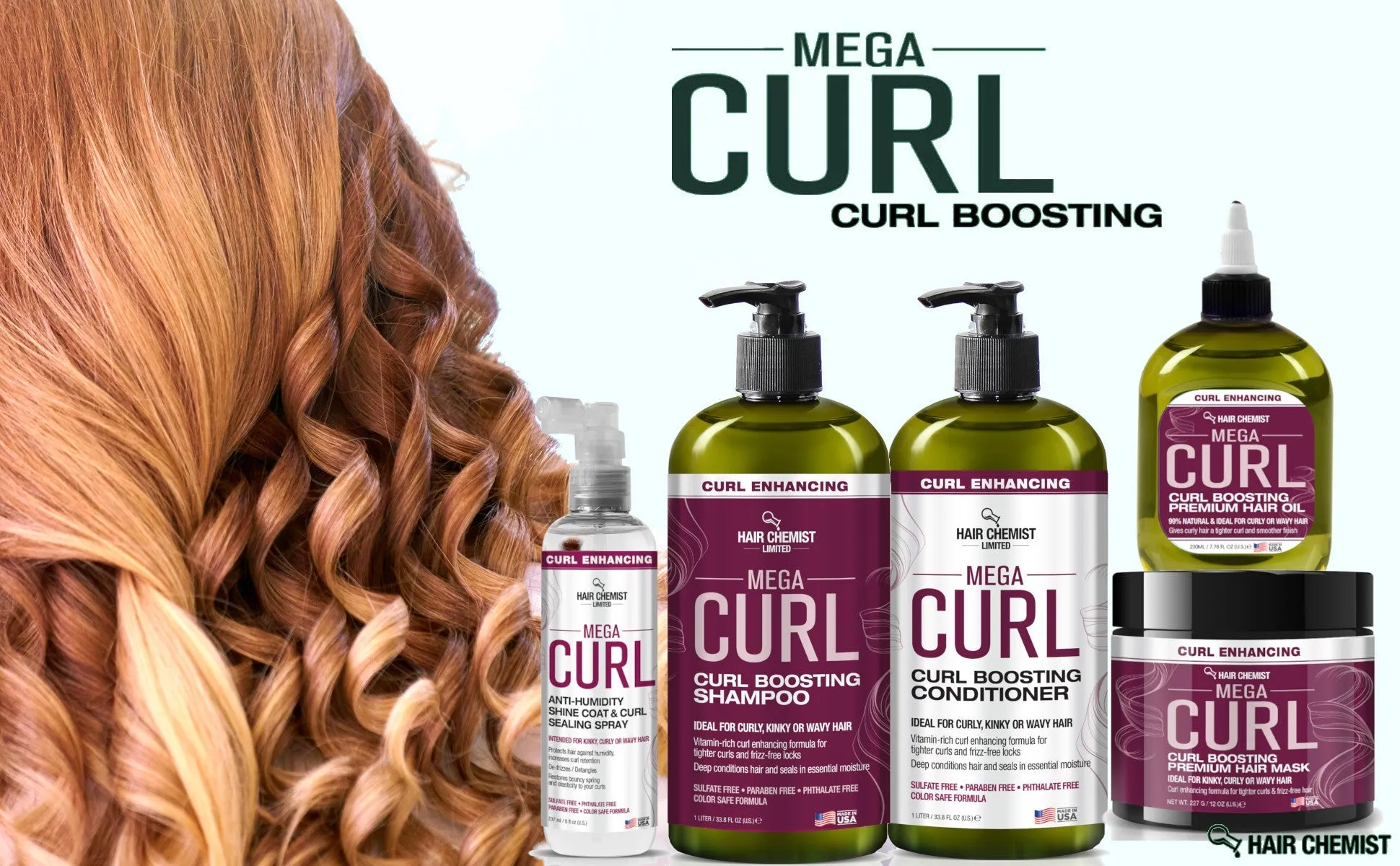 Hair Chemist Mega Curl Boosting Shampoo and Conditioner 33.8 oz 2-PC Set