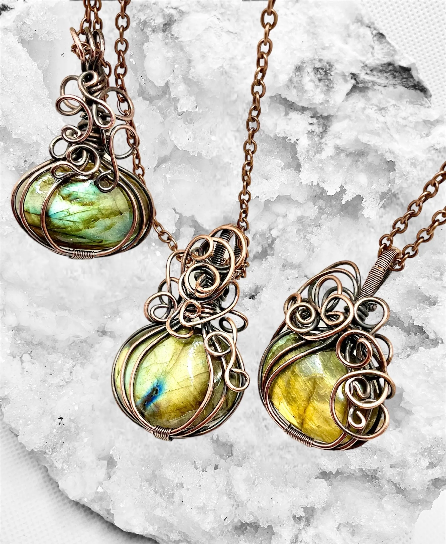 Labradorite Halloween Pumpkin Pendants