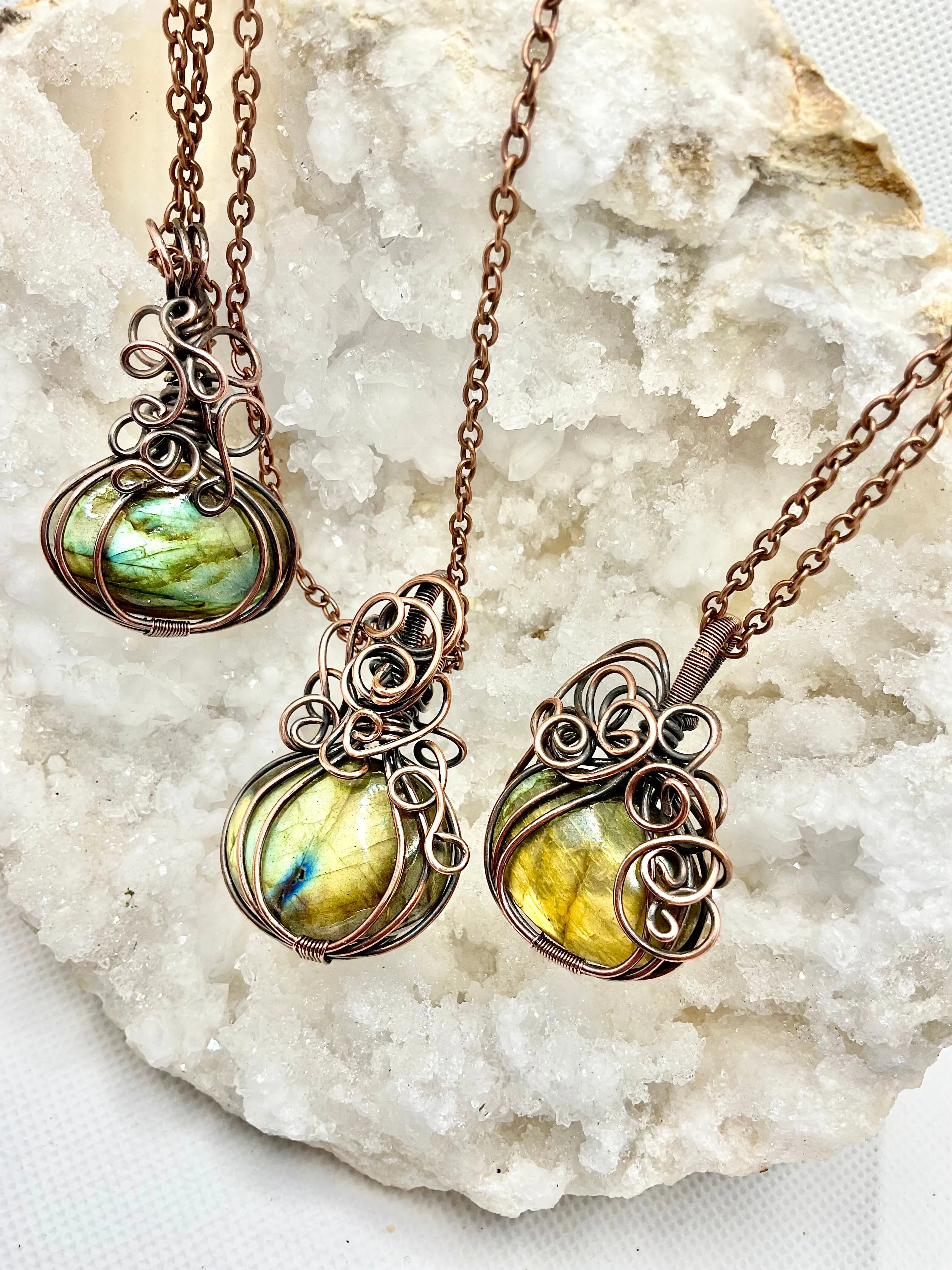 Labradorite Halloween Pumpkin Pendants