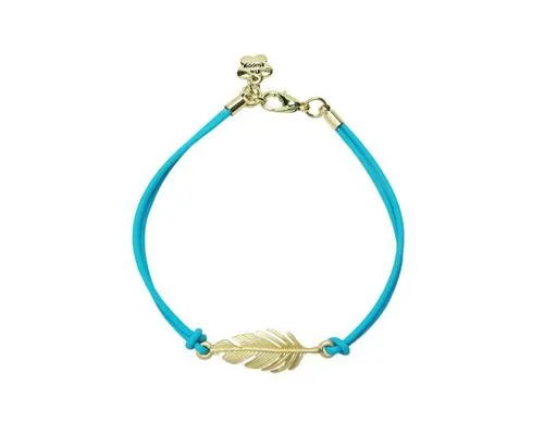 Lucky Feather Braided Bracelet - Light Blue