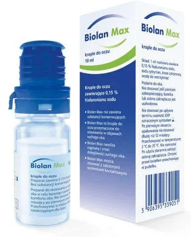 Max Biolan lubricant eye drops 10ml 0.15%, lubricating eye drops