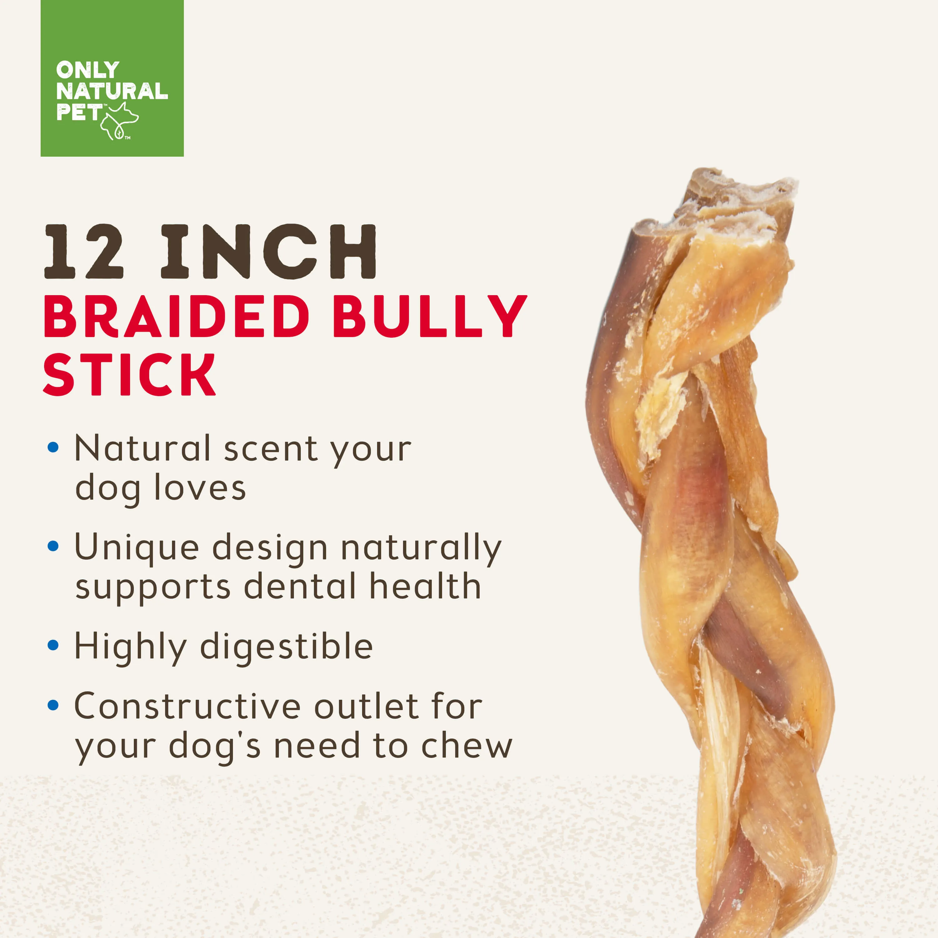 Only Natural Pet Braided Bully Sticks for Dogs