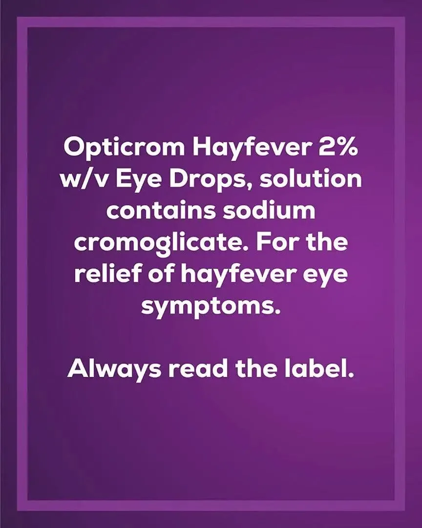 Opticrom Hayfever Allergy Eye Drops Sodium Cromoglicate - 10 ml