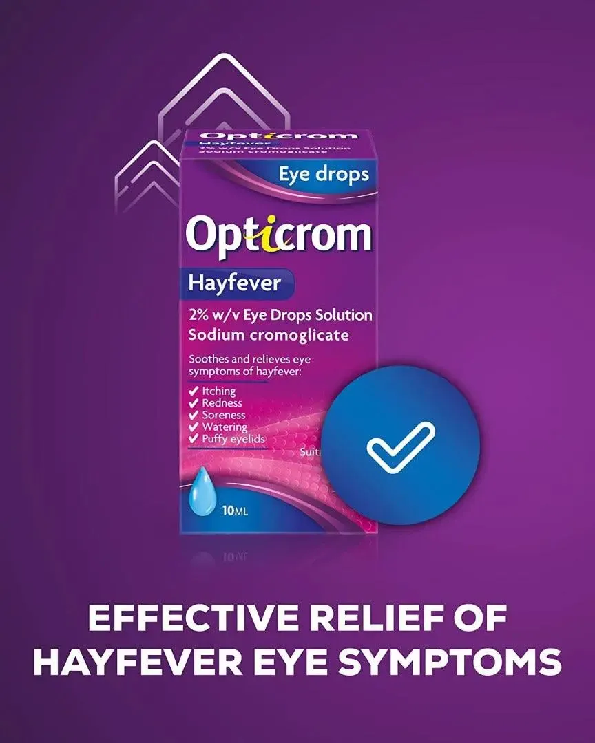 Opticrom Hayfever Allergy Eye Drops Sodium Cromoglicate - 10 ml