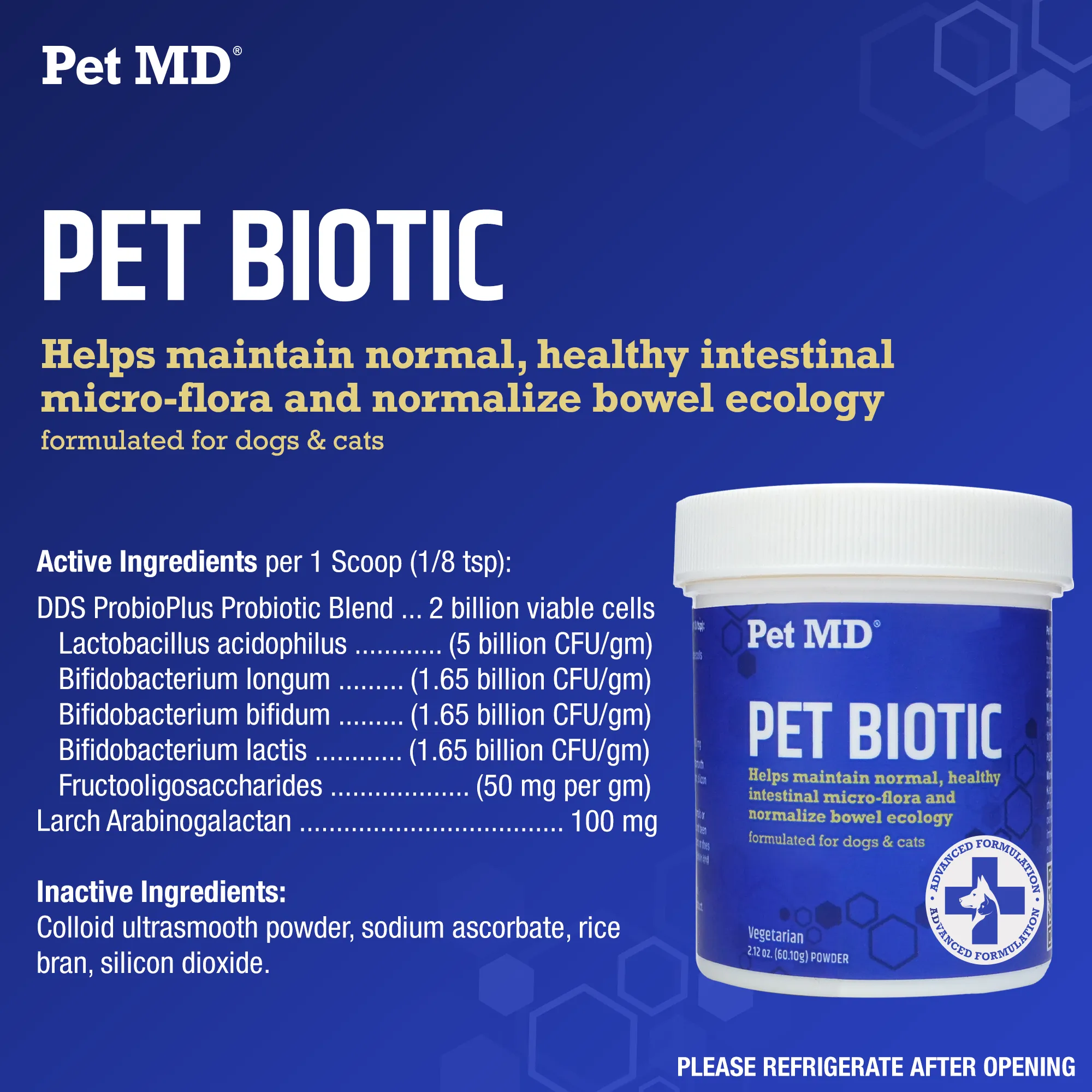 Pet Biotic Probiotics for Dogs & Cats - 2.12 oz