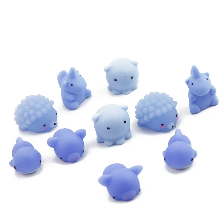 PROLOSO 10 Pack Squishy Fidget Toys Slow Rising Blue Animals Stress Relief