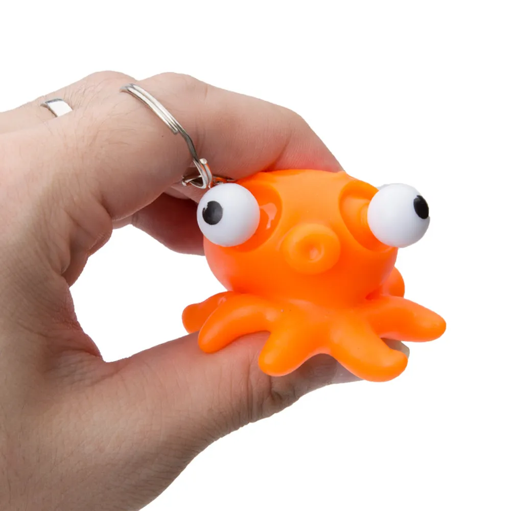 PROLOSO Squishy Fidget Toys Cartoon Key Rings Big Eye Keychains Stress Relief 10 Pcs