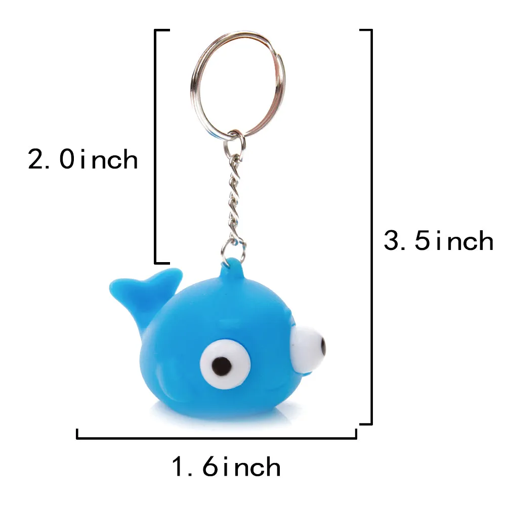 PROLOSO Squishy Fidget Toys Cartoon Key Rings Big Eye Keychains Stress Relief 10 Pcs