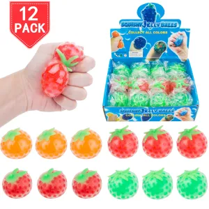 PROLOSO Squishy Fidget Toys Fruit Stress Relief Squeeze Water Beads 12 Pcs