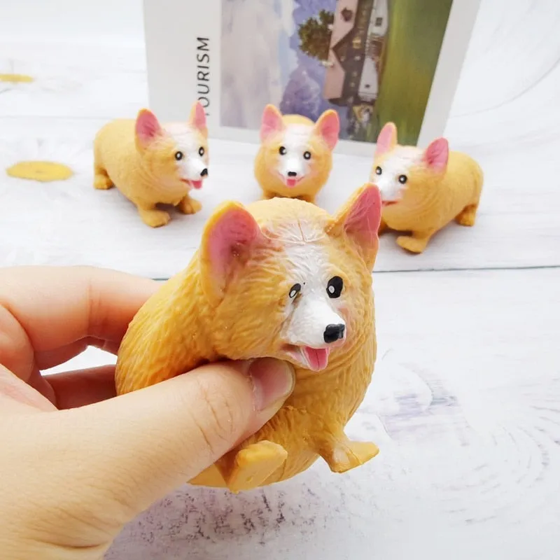 Pull Corgi Dog Squish Squash Toy Stress Relief Ball Squeeze Decompression Toys Funny Gift For Kids Adults