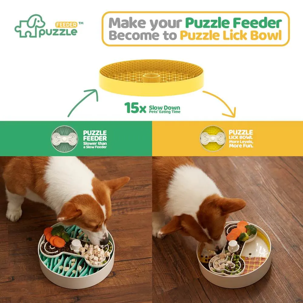 Puzzle Feeder Interactive Dog Bowl Licking Mat Accessory (Yellow)