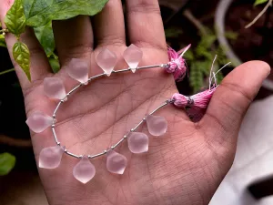 Rose Quartz Slanted Drops Frosted