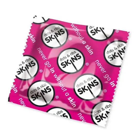 Skins Dotted and Ribbed Extra Lubricated Premium Condoms X50