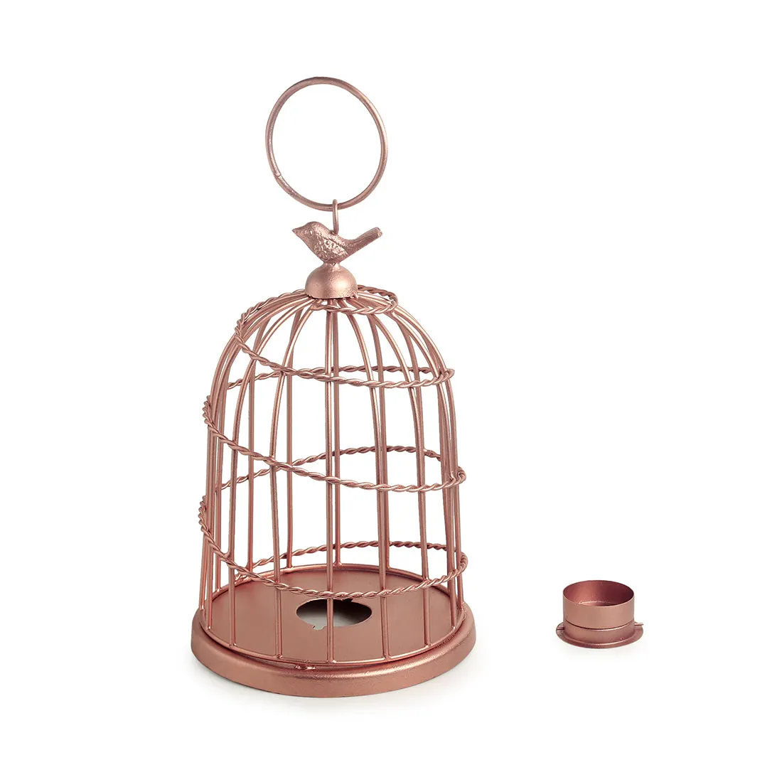 The Bird Wired Go-Round' Handwired Hanging & Table Tea-Light Holder In Iron (22.9 cm | Copper Finish)