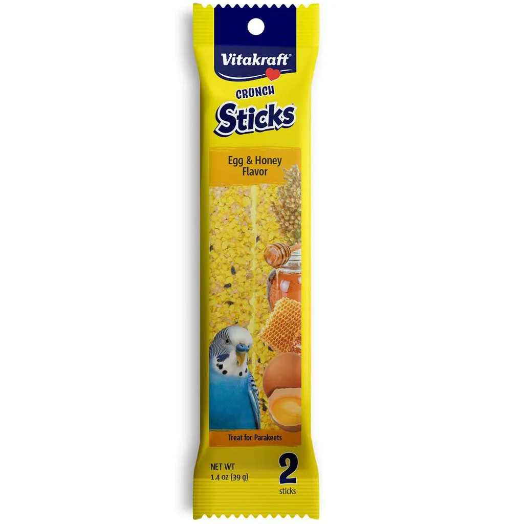 Vitakraft Crunch Sticks Egg & Honey Flavor Treats for Parakeets, 2 Sitcks